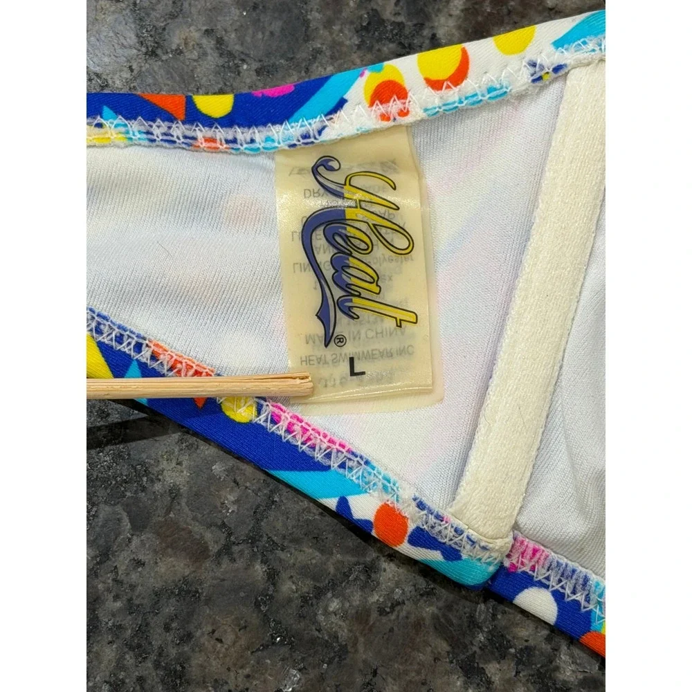 Heat Swimwear Women Multi Color Geometric Mandala Underwire Bandeau Bikini Top L